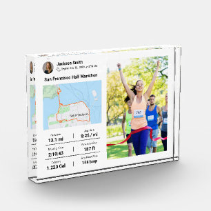 Marathon   Half Marathon Best Runner Photo Gift  Block