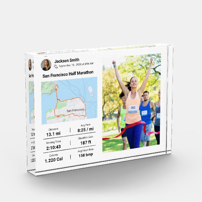 Marathon | Half Marathon Best Runner Photo Gift  Block (Left)