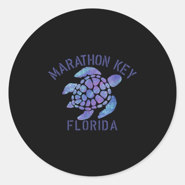 Marathon Key, Fl Beach Design _ Tribal Turtle Gift Classic Round Sticker (Front)