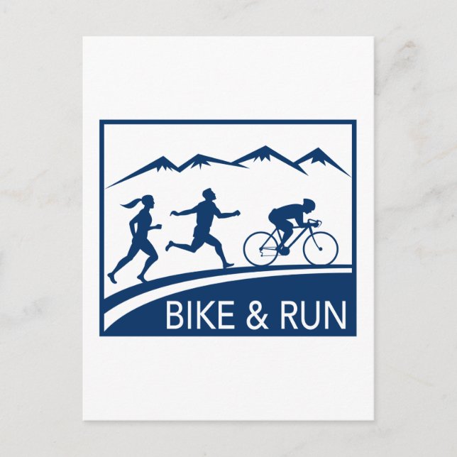 marathon runner bike cycle run race postcard (Front)