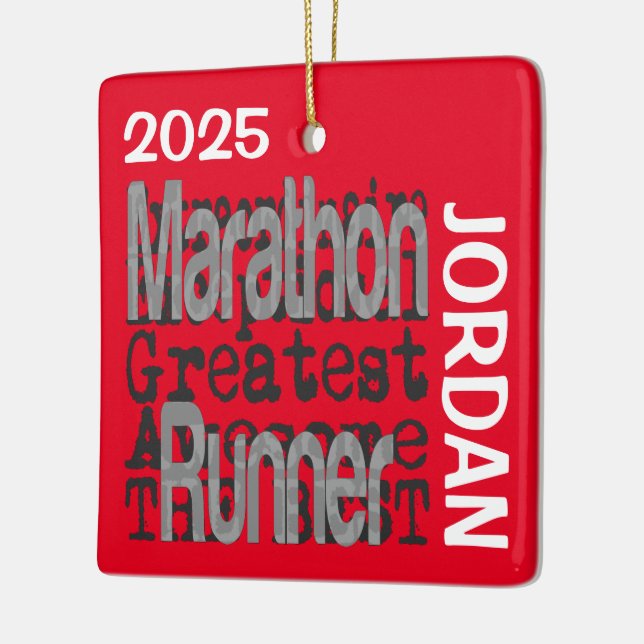 Marathon Runner Extraordinaire CUSTOM Ceramic Ornament (Left)