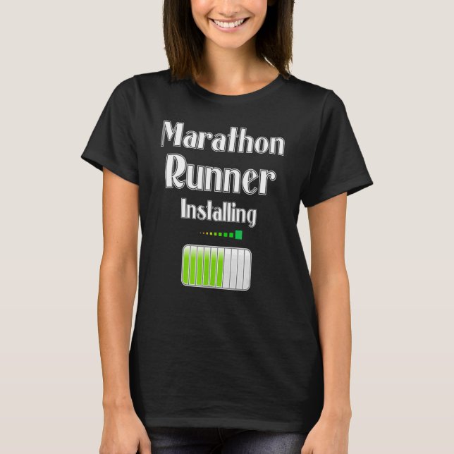 Marathon Runner Installing Funny Running Jogging S T-Shirt (Front)