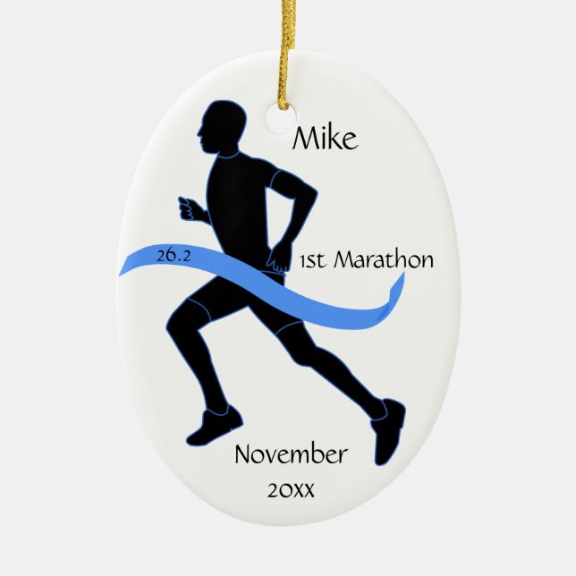 Marathon Runner Ornament - Male (Front)