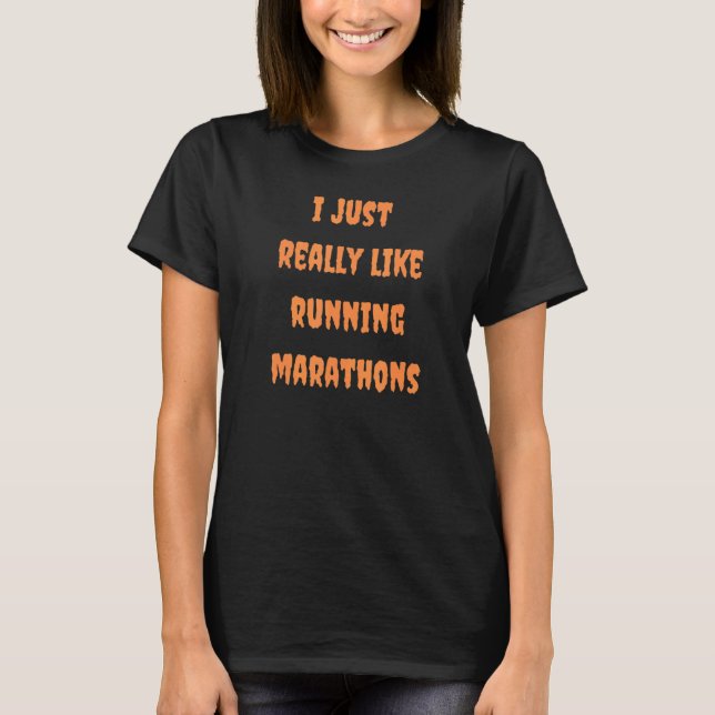 Marathon Runner Running Halloween   Autumn Fall Sp T-Shirt (Front)