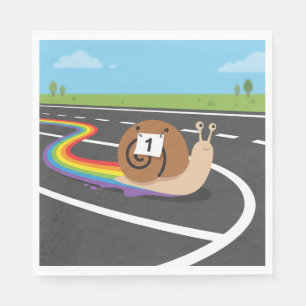 Marathon Runner Snail Cute Rainbow Trail Napkin