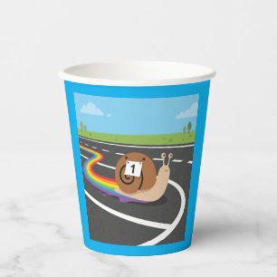 Marathon Runner Snail Cute Rainbow Trail Paper Cups