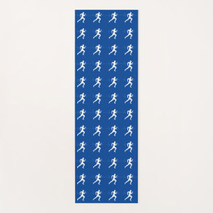 Marathon Runners & Heartbeat Line on Blue Yoga Mat