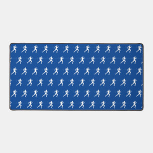 Marathon Runners on Blue  Desk Mat
