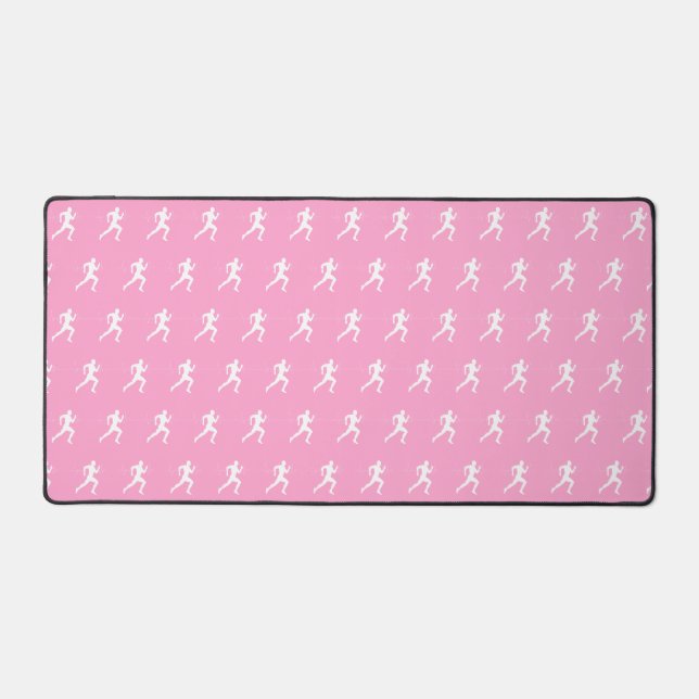 Marathon Runners on Pink Background Desk Mat (Front)
