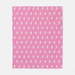 Marathon Runners on Pink Background Fleece Blanket