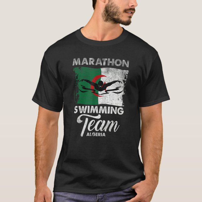 Marathon Swimming  Quote Algeria Water Sports Swim T-Shirt (Front)