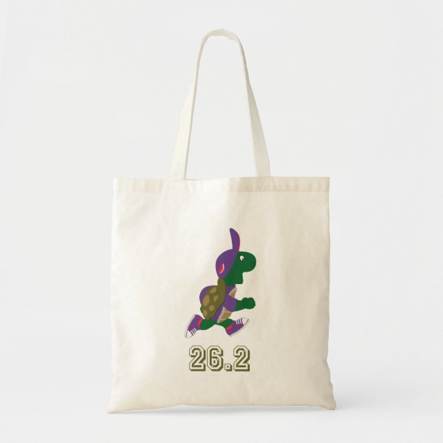 Marathon Turtle Runner in Purple Tote Bag (Front)
