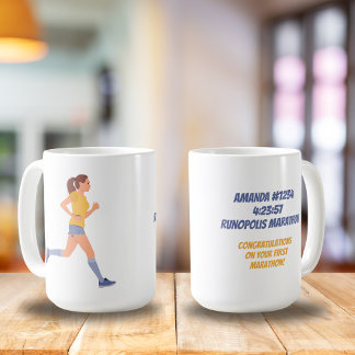 Marathon Woman Name Time and Location Personalised Coffee Mug