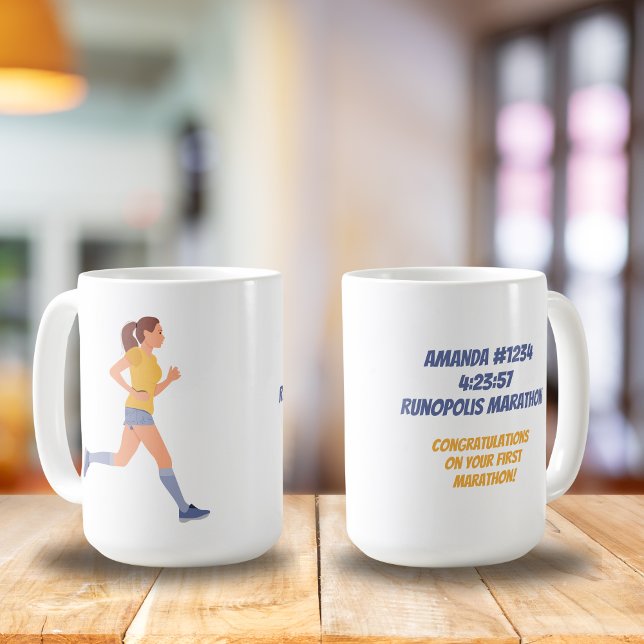 Marathon Woman Name Time and Location Personalised Coffee Mug (Creator Uploaded)