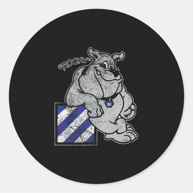 Marauder 3rd Infantry Division Rocky The Bulldog  Classic Round Sticker (Front)