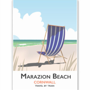 Marazion Beach Cornwall beach travel poster