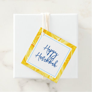 Marbelized Paint Art HAPPY HANUKKAH Holiday  Favour Tags