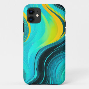 “Marbella” Blue Yellow Swirls Waves Case-Mate iPhone Case