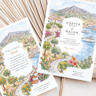 Marbella Spain Costa del Sol Puerto Banus Wedding Invitation