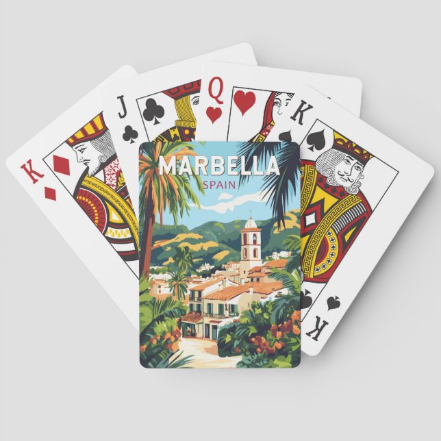 Marbella Spain Illustration Travel Art Vintage Playing Cards (Back)