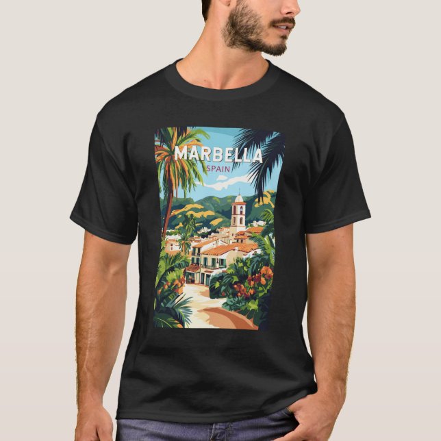 Marbella Spain Illustration Travel Art Vintage T-Shirt (Front)