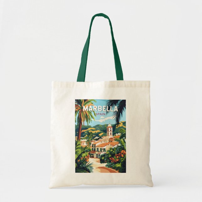 Marbella Spain Illustration Travel Art Vintage Tote Bag (Front)