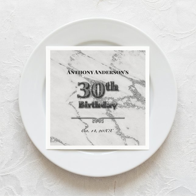 Marble 30th Birthday Party Napkin (Creator Uploaded)