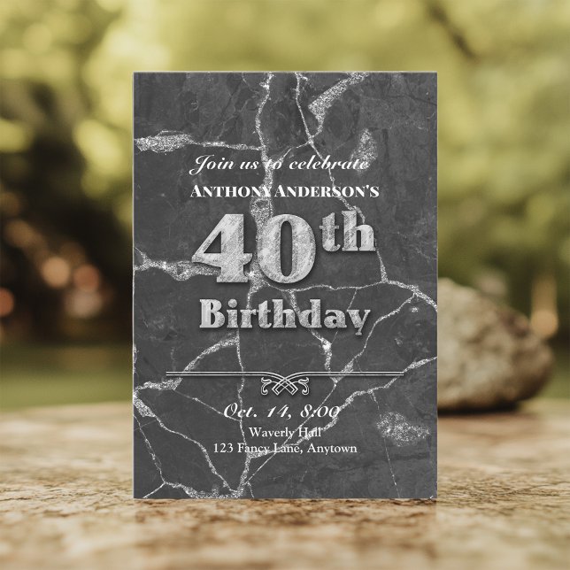 Marble 40th Birthday Party Invitation (Creator Uploaded)