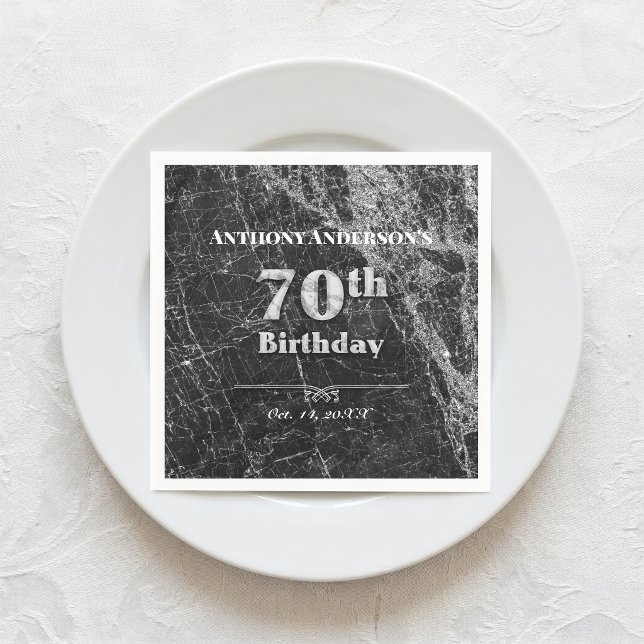 Marble 70th Birthday Party Napkin (Creator Uploaded)