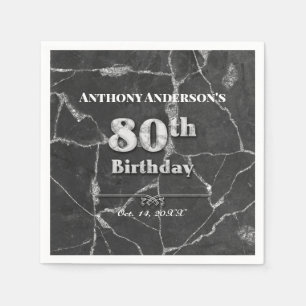 Marble 80th Birthday Party Napkin
