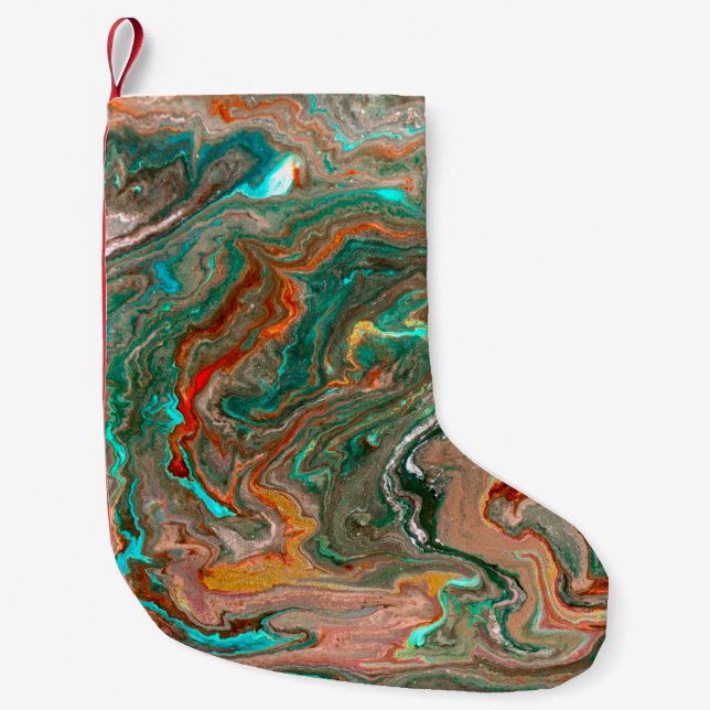 Marble abstract acrylic background. Marbling artwo Small Christmas Stocking (Front)