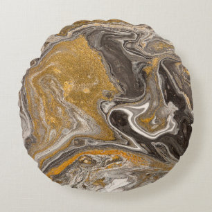 Marble abstract acrylic background. Nature marblin Round Cushion