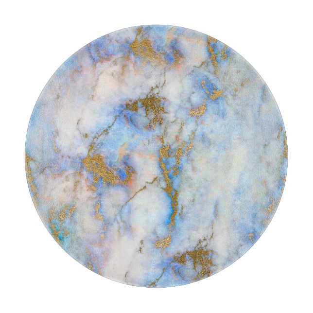 MARBLE ABSTRACT BLUE SKY METALLIC CUTTING BOARD (Front)
