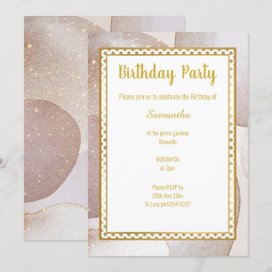 MARBLE ABSTRACT GOLD SPOT BIRTHDAY INVITATION