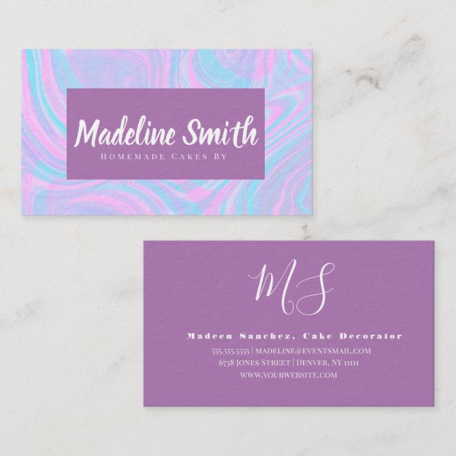 Marble Abstract Homemade Cake Bakery Business Card (Front/Back)