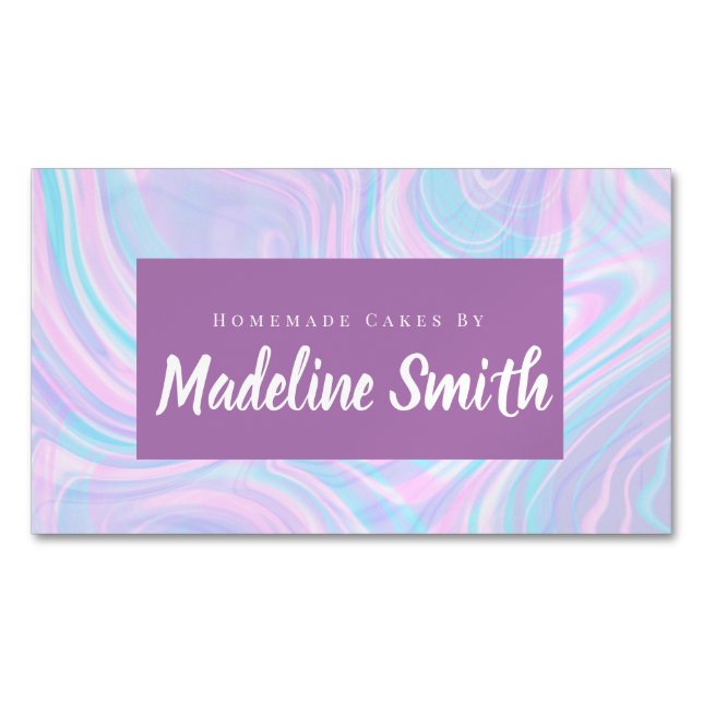 Marble Abstract Homemade Cake Bakery Magnetic Business Card (Front)