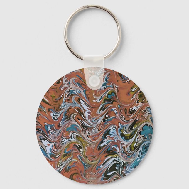 Marble Abstract In Red Key Ring (Front)
