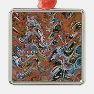 Marble Abstract In Red Metal Tree Decoration