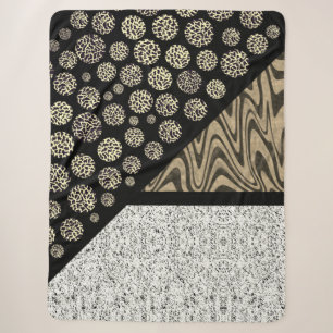 Marble Abstract Leopard Black Sherpa Blanket
