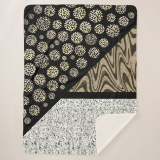 Marble Abstract Leopard Black Sherpa Blanket
