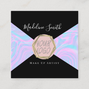 Marble Abstract Pink  Makeup Artist   Logo Square Business Card