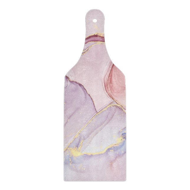 MARBLE ABSTRACT PINK PURPLE GOLD CUTTING BOARD (Front)