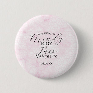 Marble Abstract Pink Wedding Script Black 6 Cm Round Badge
