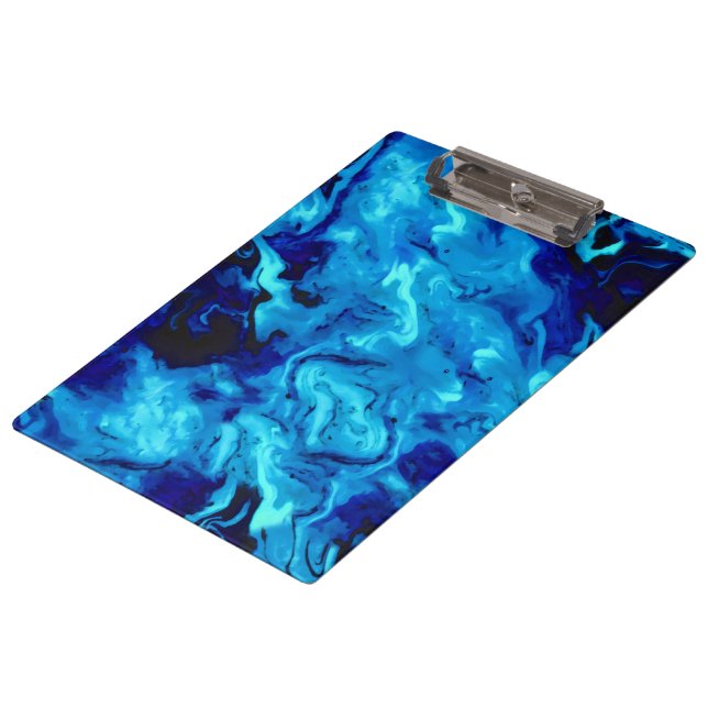 Marble Acrylic Painting in Blue Clipboard (Angled)