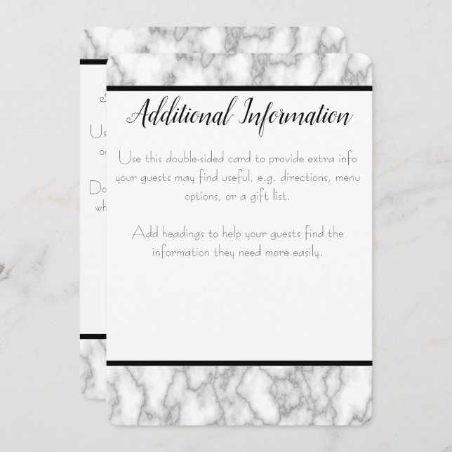 Marble Additional Info Card (Front/Back)