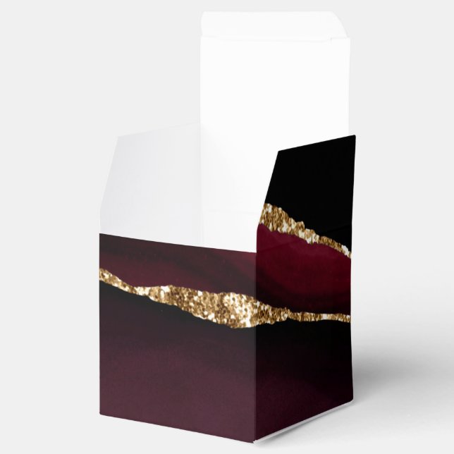 Marble Agate Chic Black Purple Gold Glitter Favour Box (Opened)