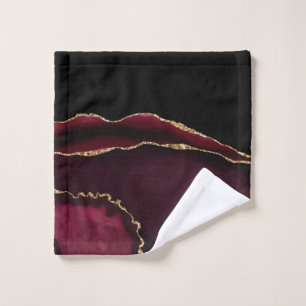 Marble Agate Chic Black Purple Gold Glitter Wash Cloth