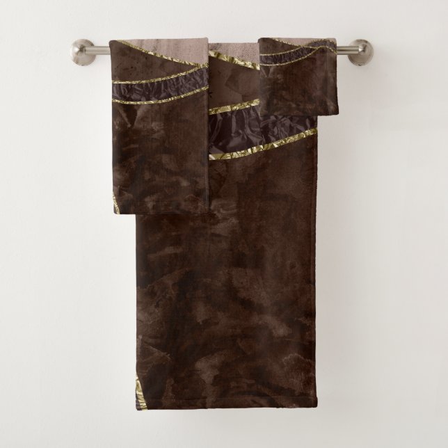 Marble Agate Gold Glam 4 - landscape Bath Towel Set (Insitu)
