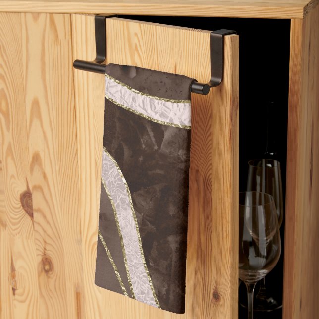 Marble Agate Gold Glam 5 Tea Towel (Thirds Fold)