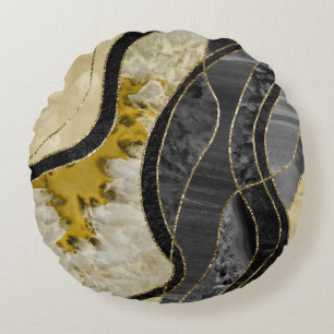 Marble Agate Gold Glam 6 Round Cushion